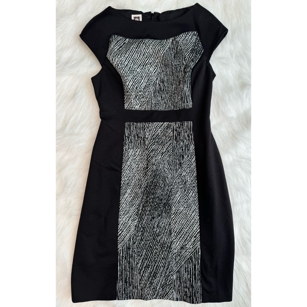 Anne Klein Black Dress with Silver-Tone Pattern